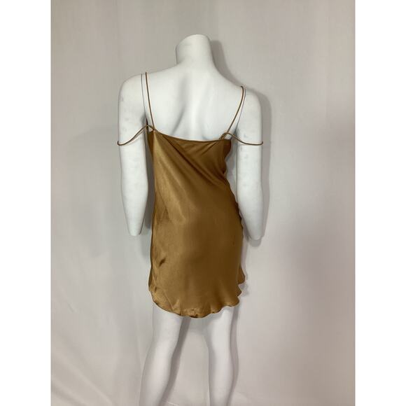 Camila Coelho 'Adora' Gold Satin Mini Slip Dress Size XS - Picture 3 of 4